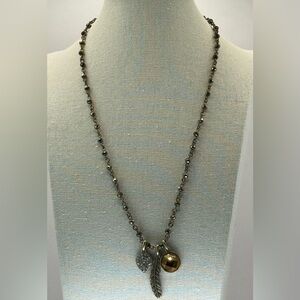 Lucky Brand‎ Brass Tone Necklace with Charm Cluster 16” + 2” ext